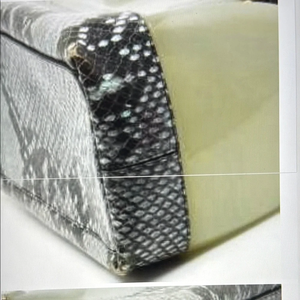 FURLA CANDY CANDY PYTHON PRINT Elegant Cream and Black Handbag EUC - Picture 4 of 5
